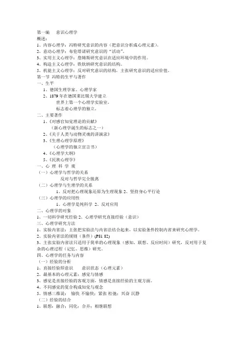 心理学史汇总复习