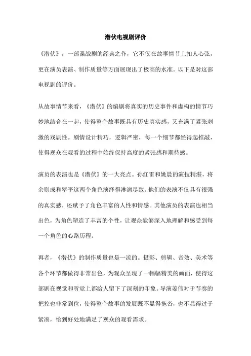 潜伏电视剧评价
