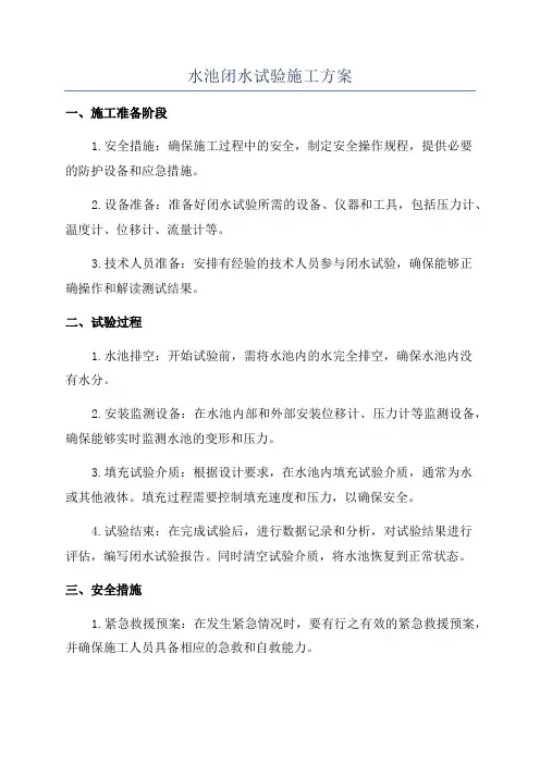 水池闭水试验施工方案