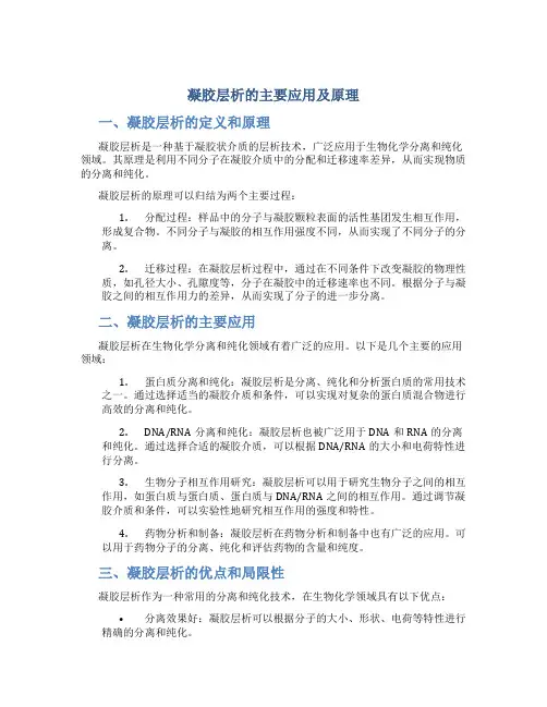 凝胶层析的主要应用及原理