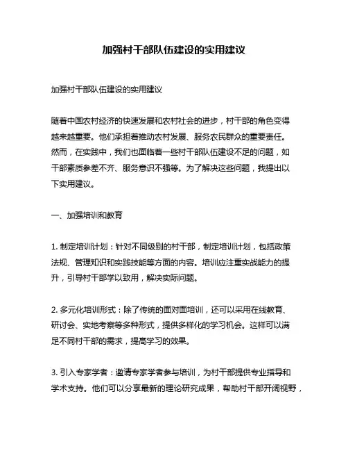 加强村干部队伍建设的实用建议