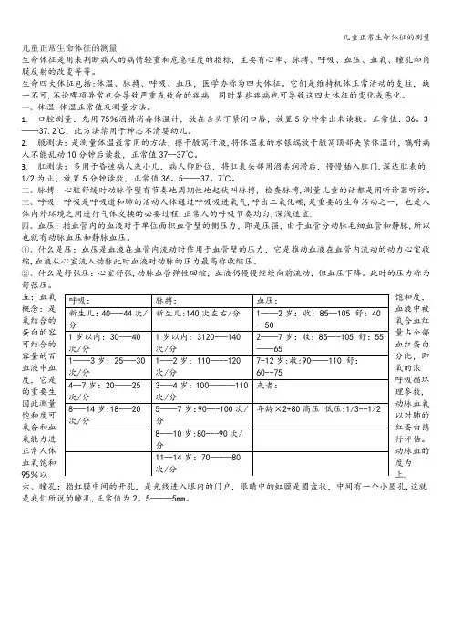 儿童正常生命体征的测量
