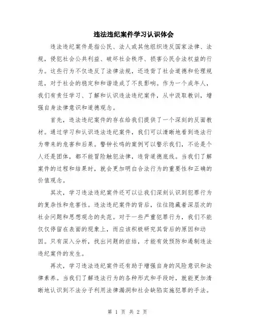 违法违纪案件学习认识体会