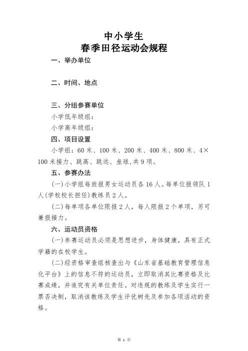 中小学春运会秩序册