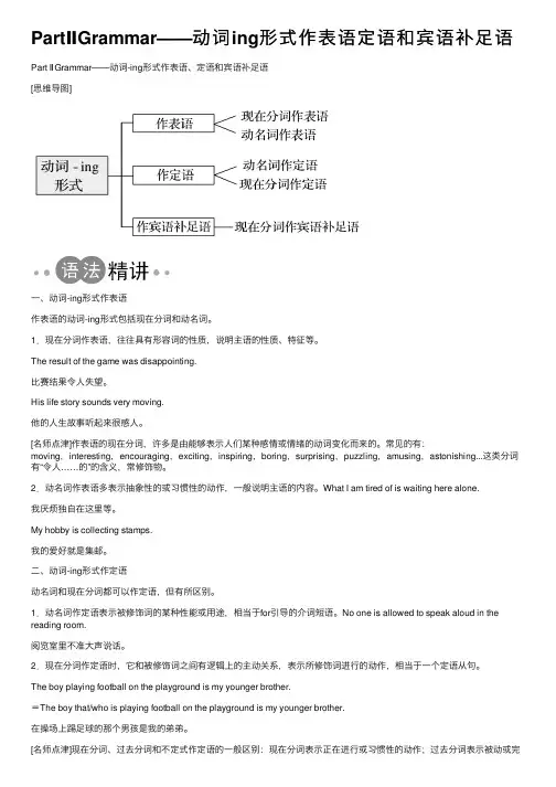 PartⅡGrammar——动词ing形式作表语定语和宾语补足语