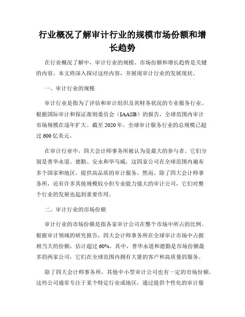 行业概况了解审计行业的规模市场份额和增长趋势