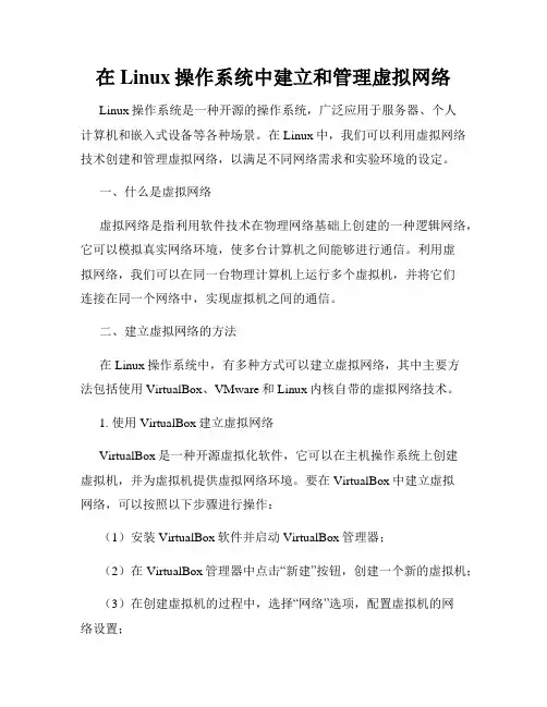 在Linux操作系统中建立和管理虚拟网络