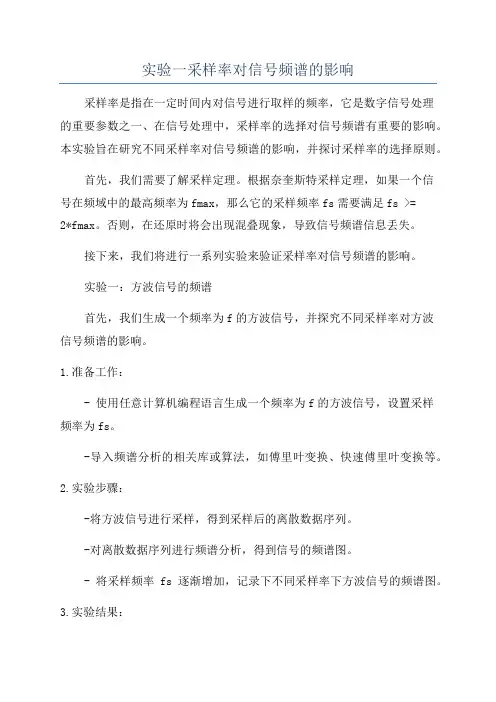 实验一采样率对信号频谱的影响
