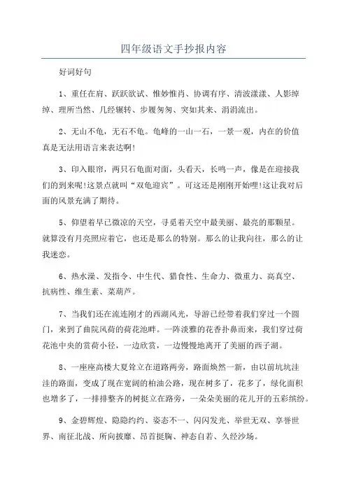 四年级语文手抄报内容