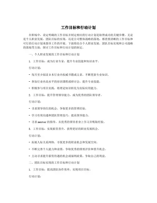 工作目标和行动计划
