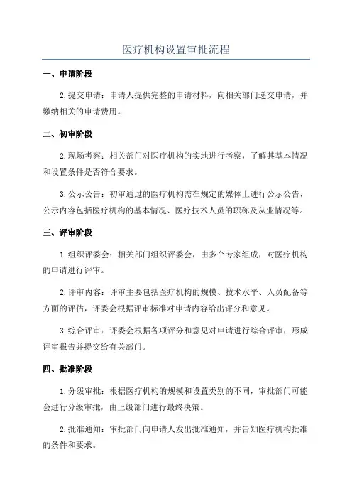 医疗机构设置审批流程