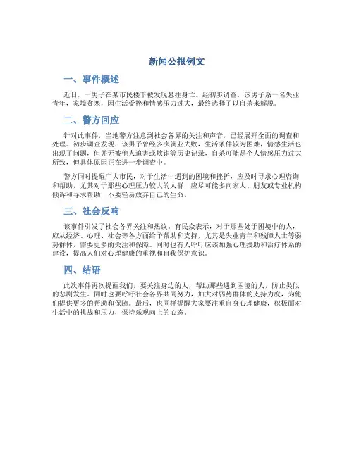 新闻公报例文