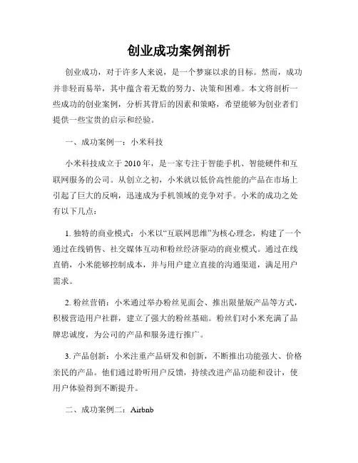 创业成功案例剖析