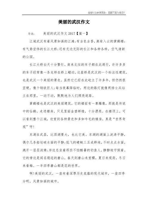 美丽的武汉作文