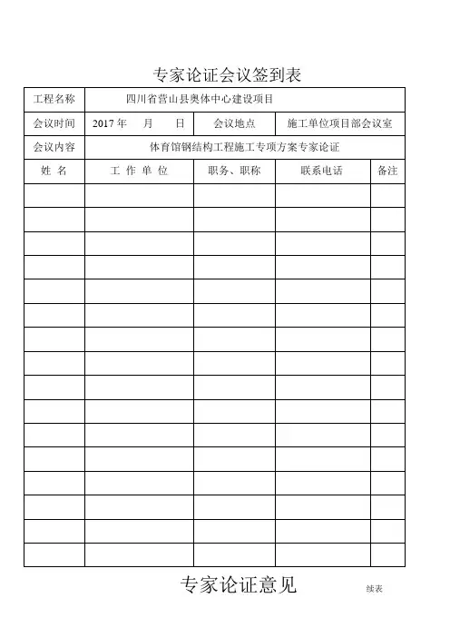 专家论证会签到表及意见