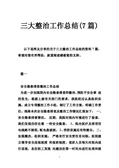 三大整治工作总结（7篇）