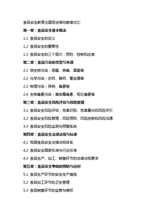 食品安全教育主题班会策划教案总汇
