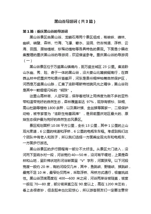 黑山谷导游词（共3篇）