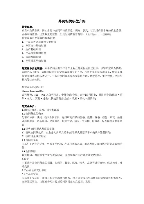 外贸相关职位介绍