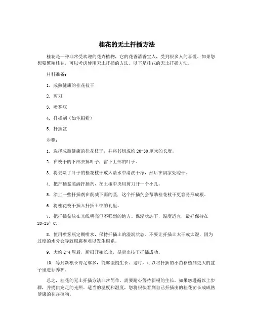 桂花的无土扦插方法