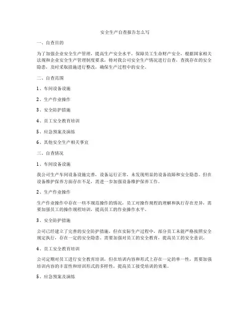 安全生产自查报告怎么写