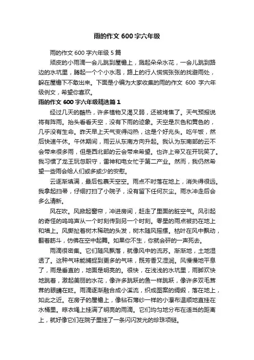 雨的作文600字六年级