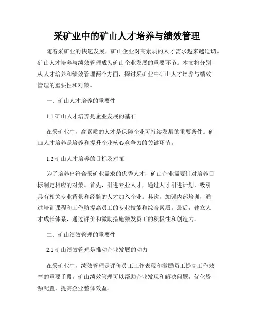 采矿业中的矿山人才培养与绩效管理