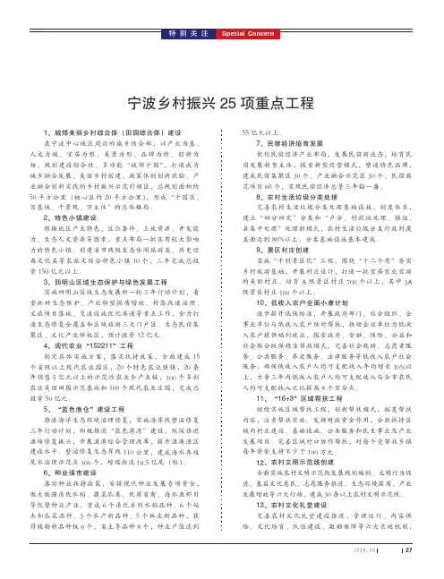 宁波乡村振兴25项重点工程