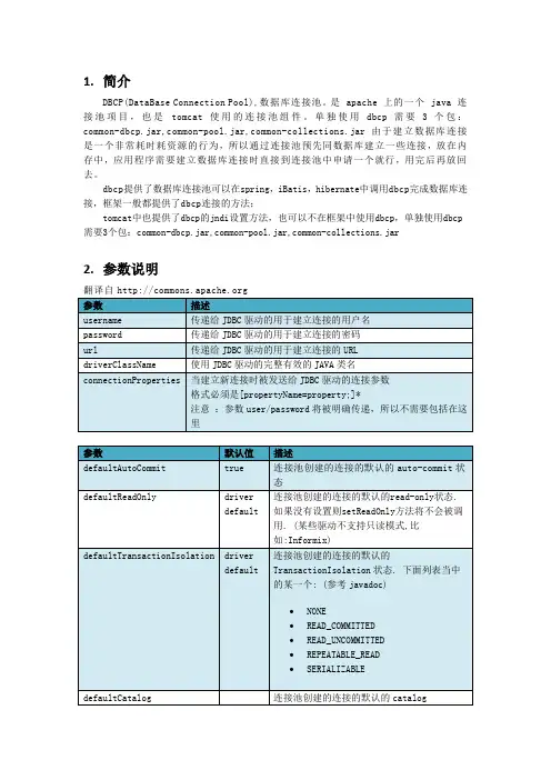 关于DBCP数据库连接池配置整理