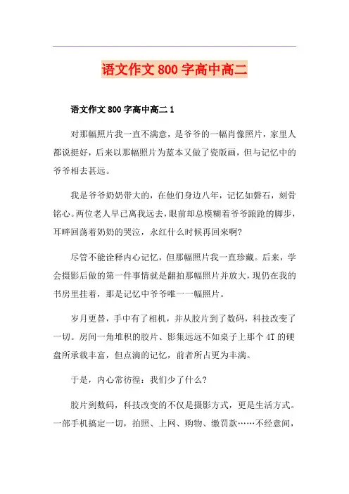 语文作文800字高中高二