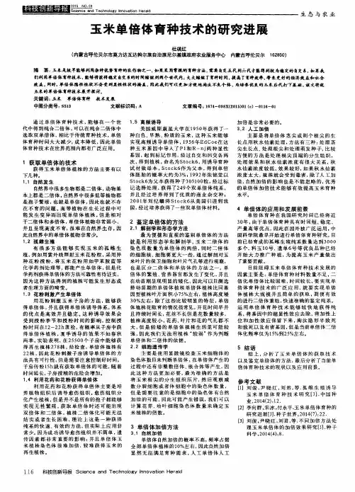 玉米单倍体育种技术的研究进展