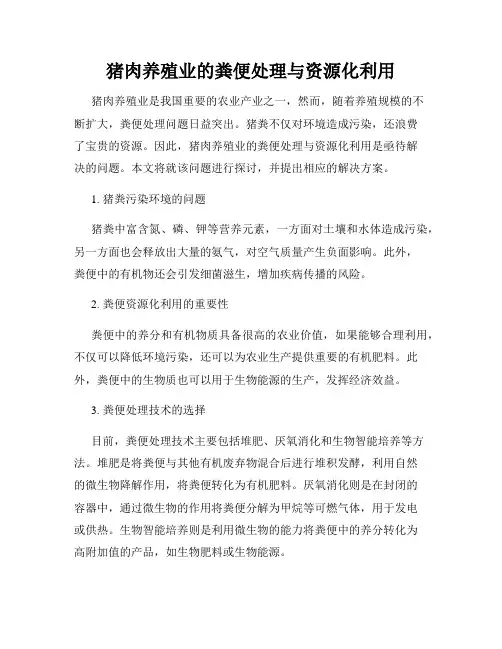 猪肉养殖业的粪便处理与资源化利用