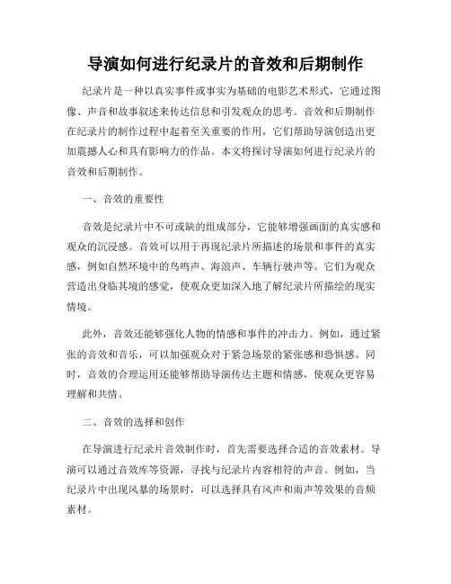 导演如何进行纪录片的音效和后期制作