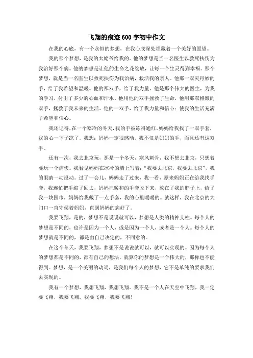 飞翔的痕迹600字初中作文