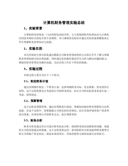 计算机财务管理实验总结