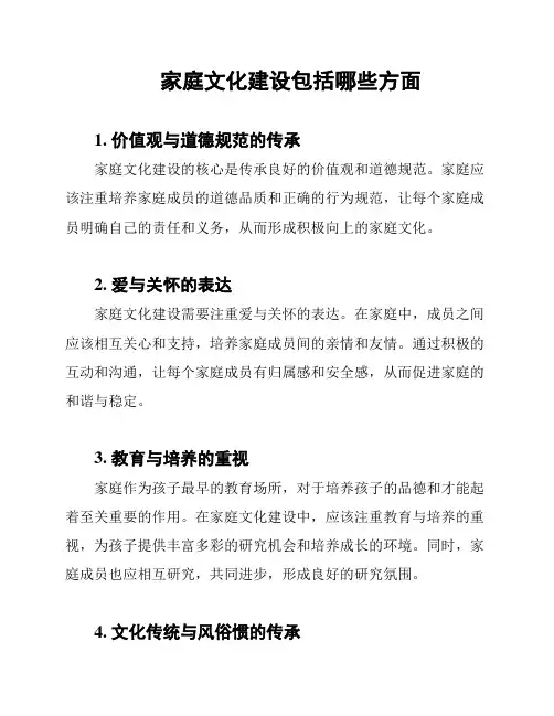 家庭文化建设包括哪些方面