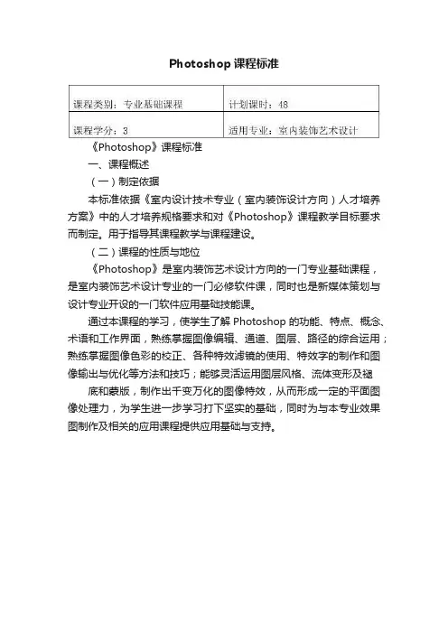 Photoshop课程标准