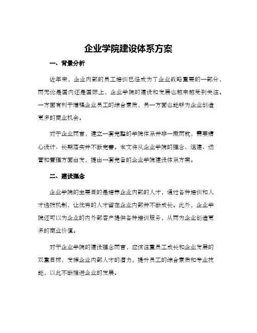 企业学院建设体系方案