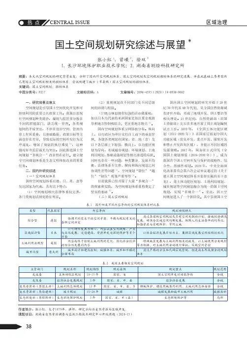 国土空间规划研究综述与展望