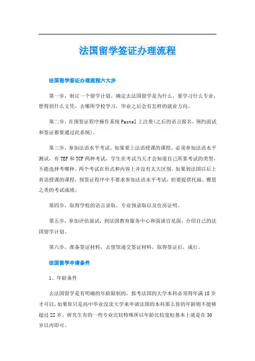 法国留学签证办理流程
