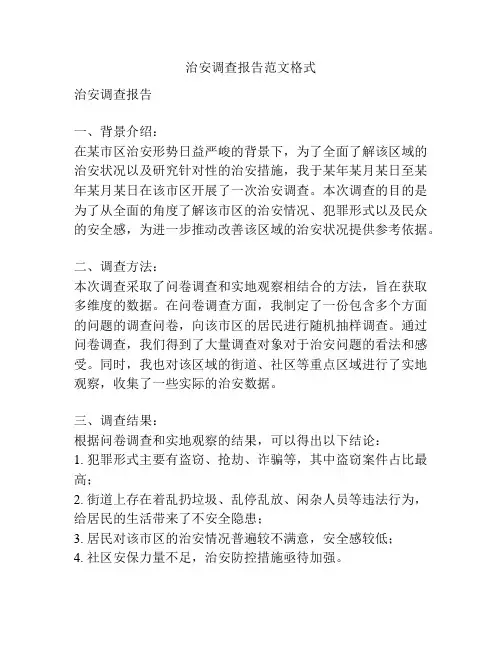 治安调查报告范文格式