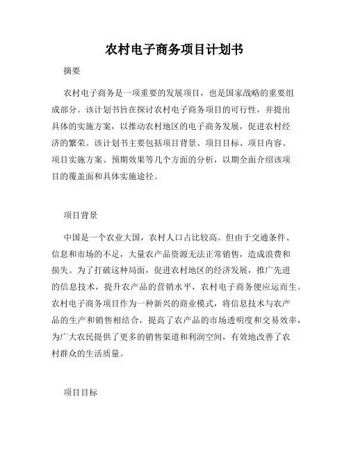 农村电子商务项目计划书