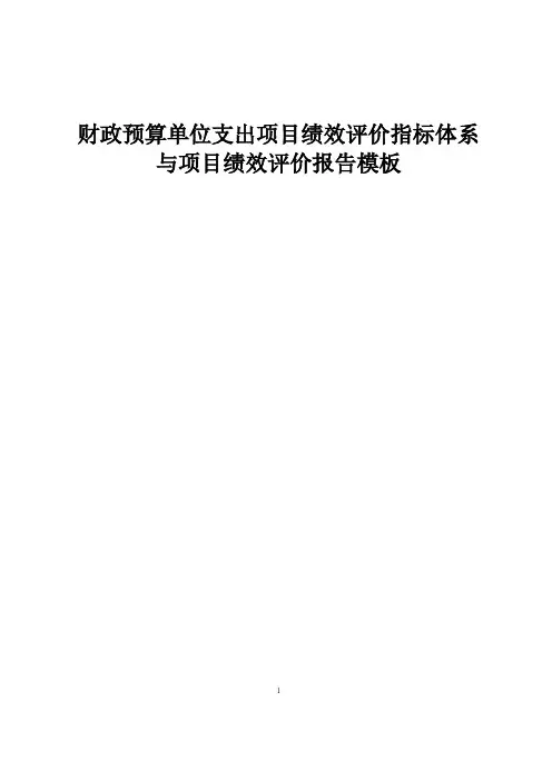 财政预算单位项目支出全过程绩效评价指标体系与项目绩效评价报告模板