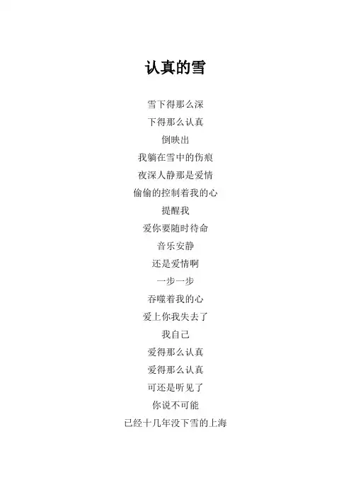 薛之谦《认真的雪》歌词(专辑：薛之谦同名专辑)