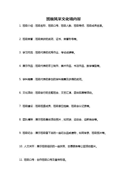 班级风采文化墙内容