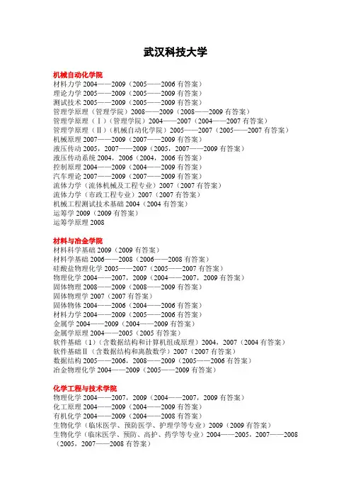 武汉科技大学(已有09试题)