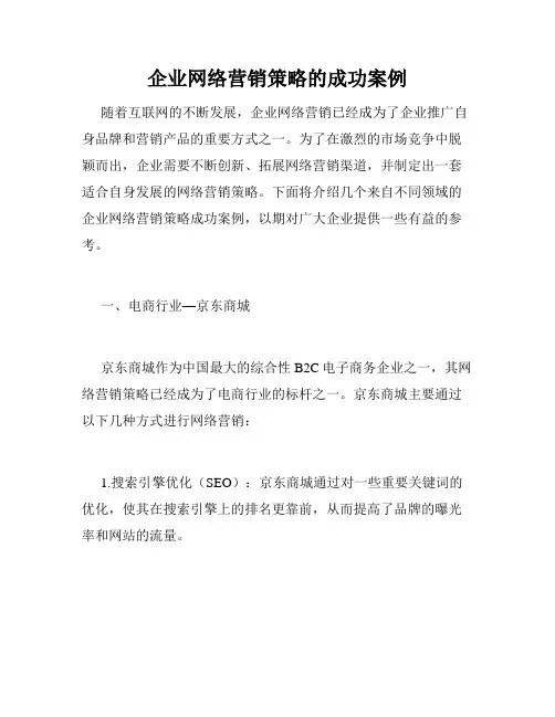 企业网络营销策略的成功案例