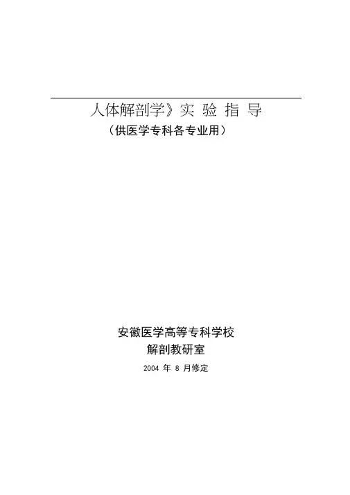 《人体解剖学》实验要求和报告