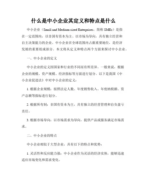 什么是中小企业其定义和特点是什么