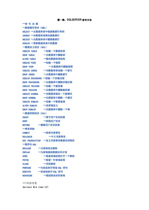 SQL-SERVER常用命令